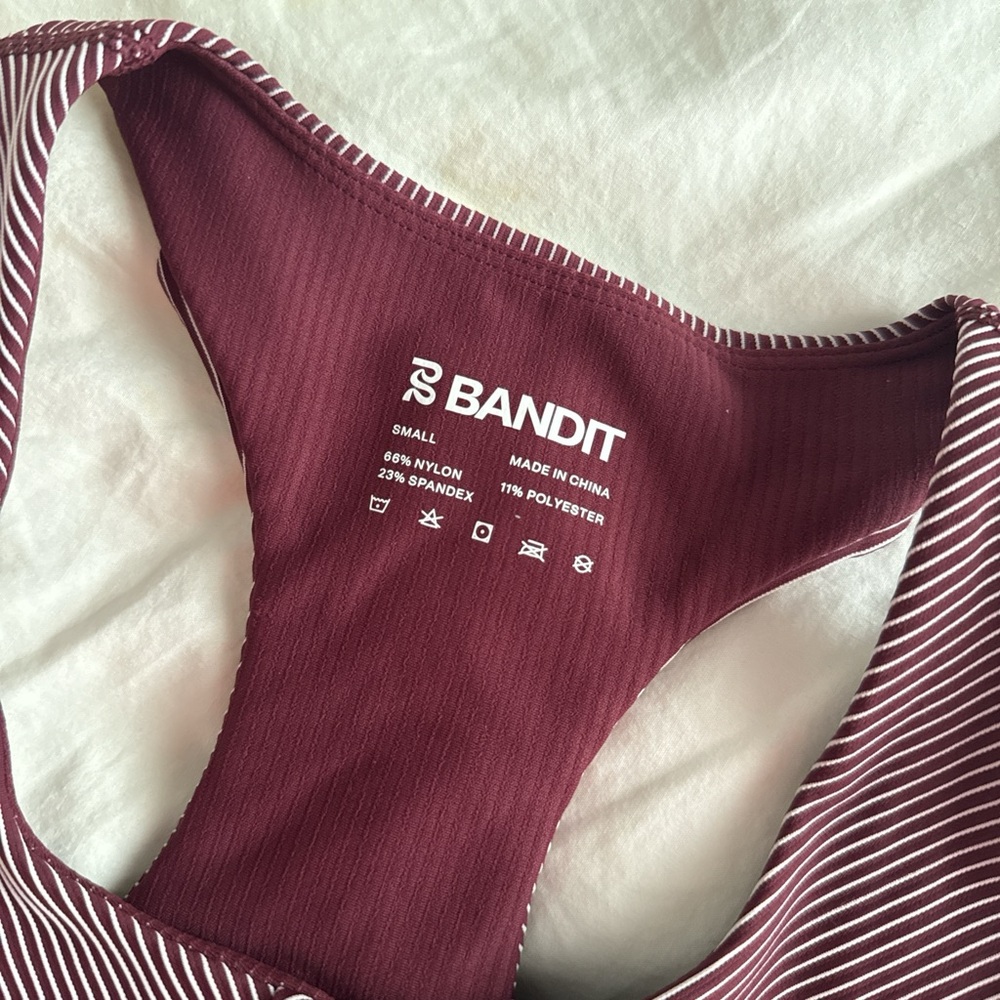 Bandit Women's Burgundy Striped Sports Bra - Picture 2 of 3